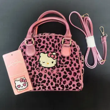 아베일 헬로키티 보스턴 백 숄더 2way 레오파드 무늬 핑크