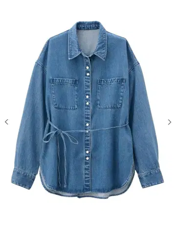 택 포함 새상품 코코딜 버튼 디자인 리오셀 데님 셔츠 블루