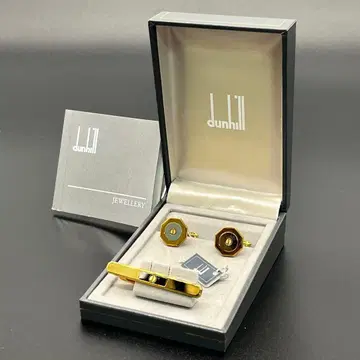 새상품급 던힐 넥타이핀 커프스 세트 골드 로고 박스 포함 빈티지