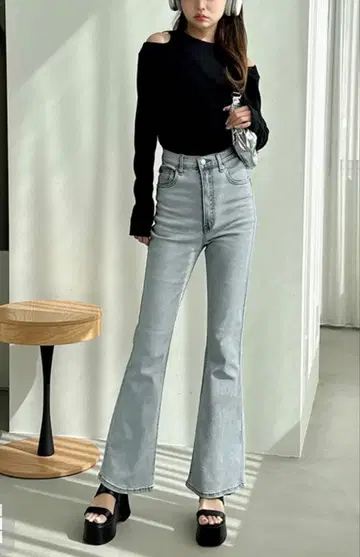 프레지아 하이웨스트 플레어 데님 팬츠 [ cu522 ]