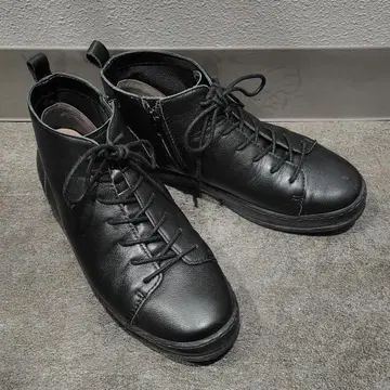 ANYO 가죽 하이컷 신발 블랙 천연 가죽 스니커즈 새상품급 일본 제조사