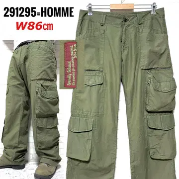 291295=HOMME 면린넨 멀티 포켓 밀리터리 카고 팬츠