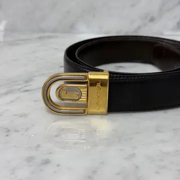 90s Lancel 란셀 벨트 천연 가죽 블랙 골드 vintage