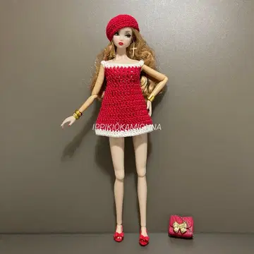 미사키 바비 미니 원피스 모자 로즈 레드 x 화이트