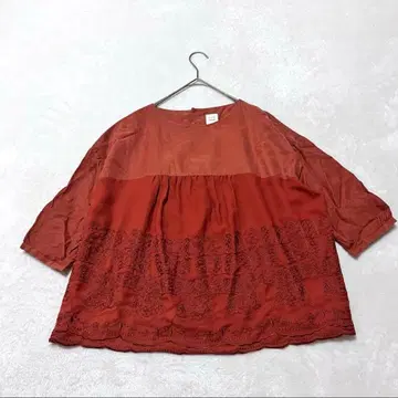 뷔르데사봉 이소재 레이스 자수 칠부 소매 프리 사이즈