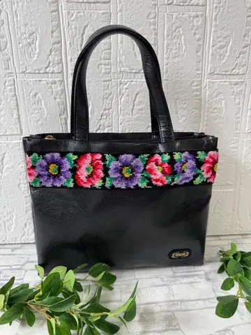 FEILER 꽃무늬 가죽 토트백 더블 지퍼