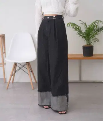 chico 치코 접는 와이드 데님 팬츠 블랙 사이즈 1