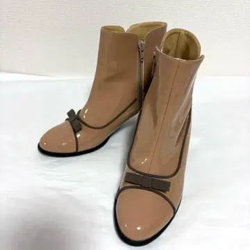 모토마치 키타무라 레인부츠 에나멜 베이지 M 사이즈