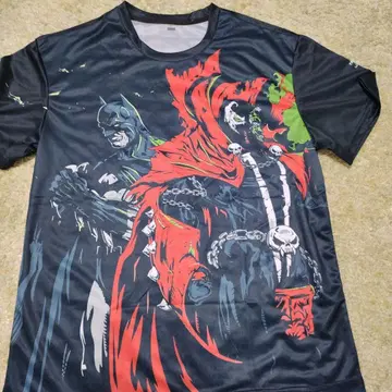 스폰 배트맨 양면 프린트 저지 원단 티셔츠