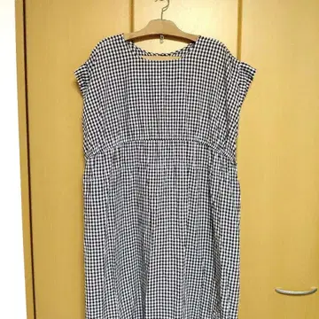 사만사 모스모스 깅엄 체크 반팔 원피스