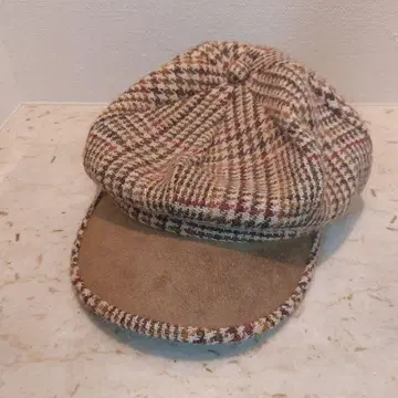 CA4LA/해리스 트위드/100% 퓨어 울/체크 무늬 헌팅 캡