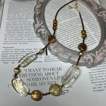 이탈리아제 베네치아 유리 목걸이 브라운 계열