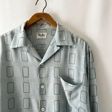 50s MARK TWAIN 레이온 루프 컬러 오픈 카라 셔츠 빈티지