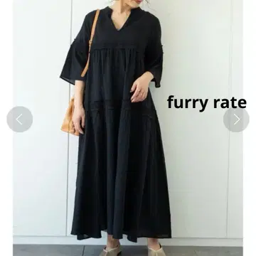 [ 새상품급 ] 퍼리레이트 사다리 레이스 티어드 원피스 F 블랙