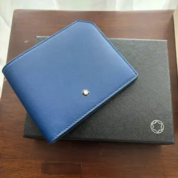 몽블랑 파랑 가죽 접이식 지갑