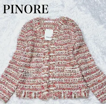 PINORE 트위드 노카라 자켓