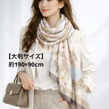 스톨 퍼플 페이즐리 실크 느낌 대형 숄 대형 고급 직사각형