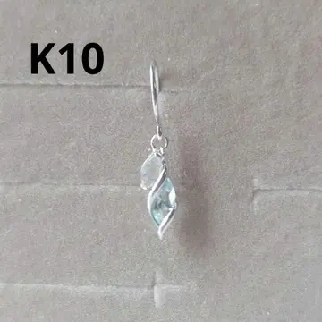 [ 한쪽 귀 ] 베리테 아쿠아 마린 문스톤 후크 귀걸이 K10WG