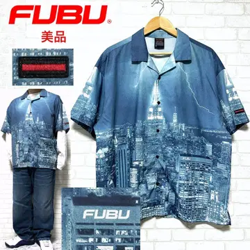 새상품급 FUBU 뉴욕 맨해튼 야경 카미나리 폴리 셔츠 반팔