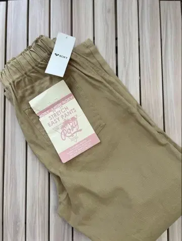 ROXY 스트레치 이지 팬츠 L 베이지 택 포함 새상품 슬림 레그 편안함