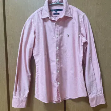 랄프 로렌 로고 자수 핑크 긴팔 셔츠