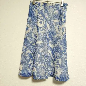 솔레이유 스커트 봄/여름 플레어 스커트 파랑과 화이트 코튼