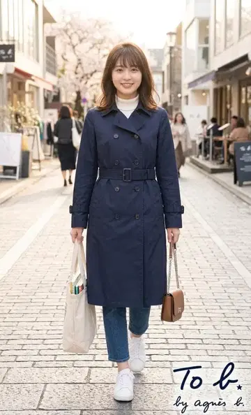 아그네스베 트렌치코트 36 S 네이비 봄 상품 출퇴근 포멀