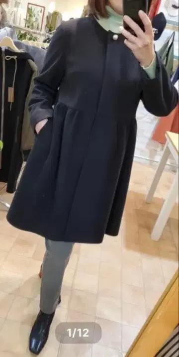 [새상품급] <NOUQUE> 울라이크 저지 허리 절개 코트