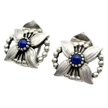 새상품급 조지 젠슨 라피스 라줄리 플라워 귀찌 실버 925