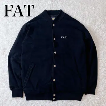 FAT JUMBO 사이즈 맨투맨 바시티 자켓 블랙 자수 로고 블루종