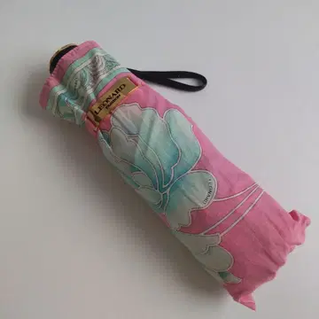 레어 레오나르 꽃무늬 접이식 우산 핑크 컴팩트 골드 금장 장식