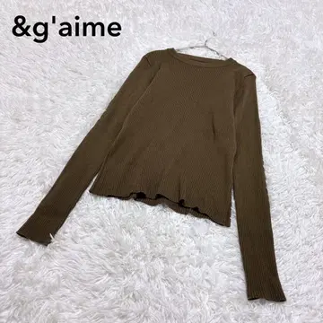 [앙제] 긴팔 타이트 리브 니트 스웨터 F 브라운 계열 y2k 상의