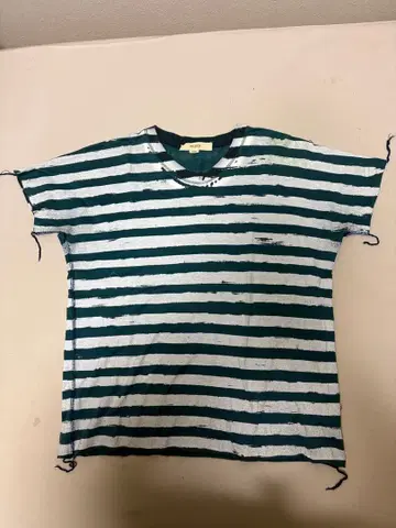 MR.OLIVE 쉽스 페인트 프린트t셔츠 컷오프 프리즌 셔츠