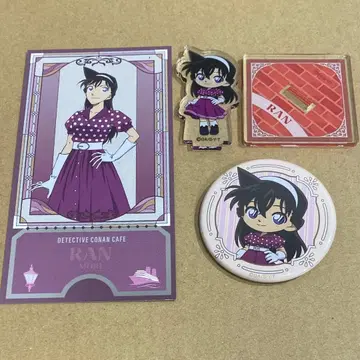 코난 카페 유미란(모리 란) 레트로 캔뱃지 미니 아크릴 스탠드 특전