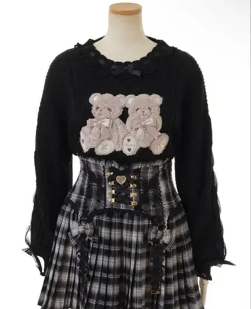 LIZLISA 리즈리사 Twin Bears 니트탑 블랙