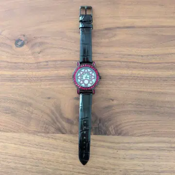 ABISTE 손목시계 가죽 벨트 레드