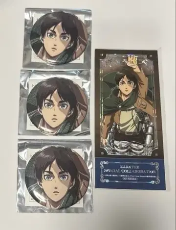 진격의 거인 가라오케의 철인 글리터 캔뱃지 티켓풍 카드 엘렌