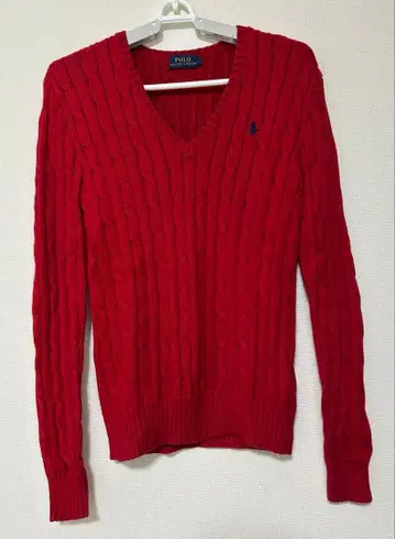 랄프 로렌 케이블 니트 빨간색