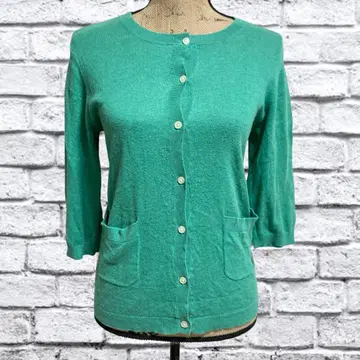 A52 사만사 모스모스 [ F ] 가디건 겉옷 크루넥 자수 그린