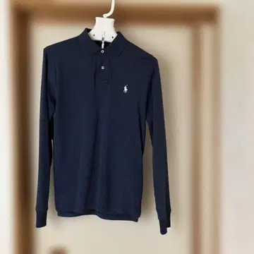 랄프 로렌 면 100% 유연한 긴팔 피케 셔츠 남성용 S