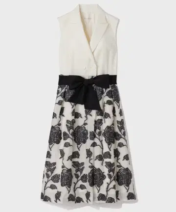 GRACE CONTINENTAL 플라워 자카드 테일러드 드레스 36