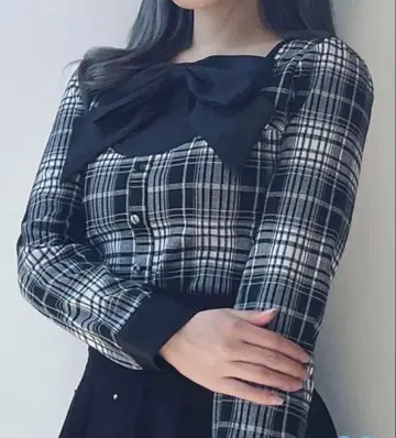 oneway 리본 레이어드 상의 블랙 abcuneface