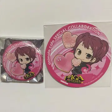 페르소나 골든 애니메이트 카페 특전 캔뱃지 코스터 쿠지카와 리세