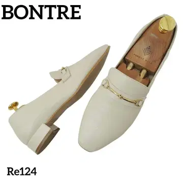 본트레 비트 로퍼 금장 장식 천연 가죽 가죽 EU36 아이보리