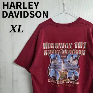 [레어] 할리데이비슨 T셔츠 XL 와인 레드 오리건주