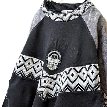 선시티 비틀즈 로고 자수 맨투맨 트레이닝복 블랙 구제 의류