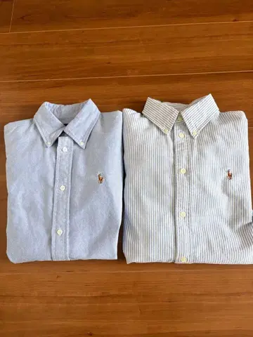 랄프 로렌 셔츠 2장 세트 스트라이프 & 스카이블루