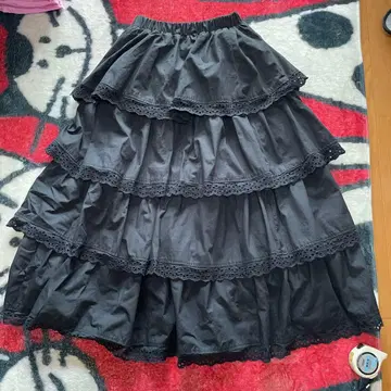 Candy Stripper 블랙 롱 플레어 스커트 사이즈 2