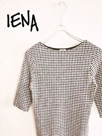 D221685 IENA 체크 무늬 7부 소매 축구 티셔츠