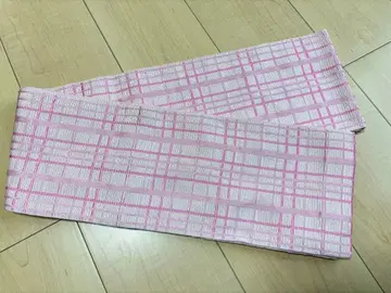 SEIKO MATSUDA 반폭 오비 핑크 체크 무늬 리버서블 유카타 오비